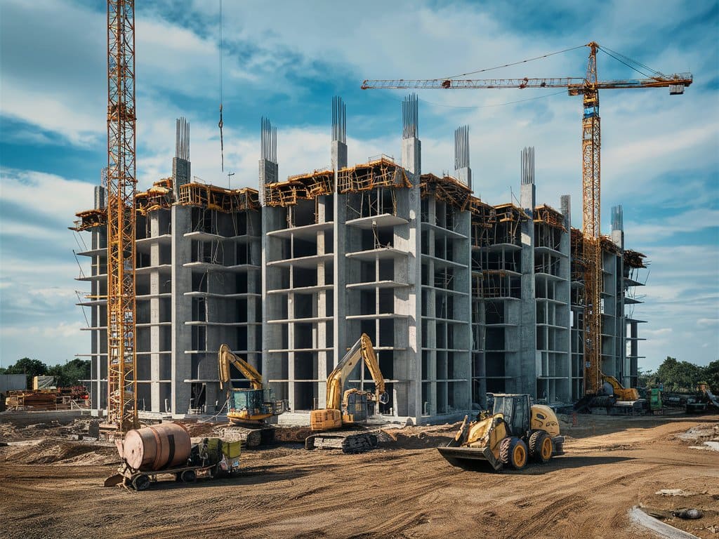 l'extérieur du chantier d'un bâtiment en construction